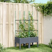 vidaXL Vaso/floreira de jardim c/ treliça 80x40x142,5 cm PP cinzento azul