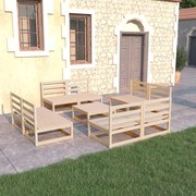 vidaXL 9 pcs conjunto lounge de jardim pinho maciço