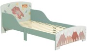 ZONEKIZ Cama para Crianças de Madeira com Barreira de Proteção e Estampados Carga Máx. 40 kg 77x143x60 cm Verde | Aosom Portugal