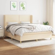 vidaXL Cama com molas/colchão 180x200 cm tecido cor creme