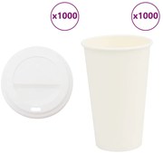 vidaXL Copos de café de papel com tampas 1000 pcs 16oz 400ml