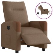 vidaXL Poltrona elétrica reclinável tecido castanho