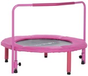 ZONEKIZ Trampolim Infantil 3 em 1 para Crianças de 1-6 Anos com Corrimão Amovível Mini Trampolim para Interior Ø96x74cm Rosa