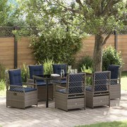 vidaXL Conjunto de Jantar de Jardim de 7 Peças em Rattan Cinza com Poliéster