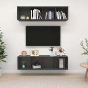 vidaXL Armários de parede para TV 2 pcs derivados de madeira cinzento