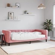 Sofá-cama com colchão 100x200 cm veludo rosa