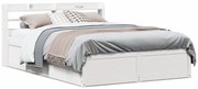 vidaXL Estrutura cama c/ cabeceira 135x190 cm pinho maciço branco