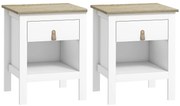 HOMCOM Lote de 2 Mesas de Cabeceira com Gaveta e Compartimento Aberto 45x40x55 cm Branco | Aosom Portugal