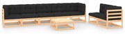 8 pcs conjunto lounge de jardim c/ almofadões pinho maciço