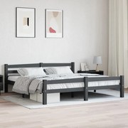 Estrutura de cama 180x200 cm pinho maciço cinzento-escuro