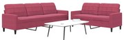 2 pcs conjunto de sofás com almofadões veludo vermelho tinto