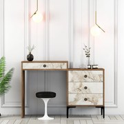 Mesa de Maquilhagem Lizbon500 – Nogueira e Branco – 124x84,7x40 cm