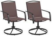 Cadeiras de balanço com encosto alto e base redonda de metal, conjunto de 2 cadeiras giratórias para pátio, pretas