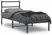 vidaXL Estrutura de cama metal s/ colchão c/ cabeceira 75x190 cm preto