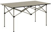 Outsunny Mesa de Campismo Dobrável de Metal com Tampo Enrolável e Bolsa de Transporte Mesa de Piquenique Portátil 95x55x50 cm Marrom Claro