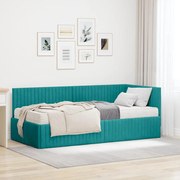 vidaXL Estrutura de Cama de Canto com Colchão 2 pcs Turquesa Veludo