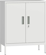 HOMCOM Armário de aço trancável com 2 portas, armário de escritório, prateleiras ajustáveis, para home office, sala de estar, garagem, Branco | Aosom Portugal