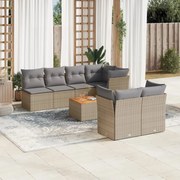 vidaXL 8 pcs conjunto de sofás p/ jardim com almofadões vime PE bege