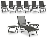 9 pcs conjunto lounge de jardim preto e antracite