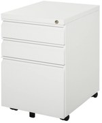 Vinsetto Bloco de Gavetas com Rodas para Escritório Móvel para Arquivos com 3 Gavetas e Fechadura 39x48x60 cm Branco
