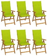 vidaXL Cadeiras de jardim dobráveis c/ almofadões 6 pcs acácia maciça