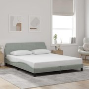 Estrutura de cama sem colchão 160x200 cm veludo cinzento-claro