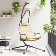 vidaXL Cadeira suspensa tipo ovo Manual Bege 94 x 107 x 196,5 cm Aço