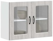 vidaXL Armário de parede de cozinha porta vidro Kalmar cinza sonoma