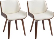 HOMCOM Conjunto de 2 Cadeiras de Sala de Jantar Estilo Vintage Estofados em Pu 53x54x81 cm Creme e Madeira | Aosom Portugal