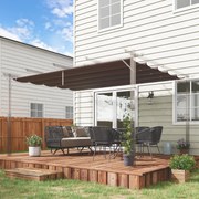 Cobertura para Pérgola 3,5x2,5 m Teto de Substituição Retrátil para Pérgola com 10 Orifícios de Drenagem Café