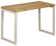 Mesa de jantar 115x55x76 cm madeira de mangueira maciça e aço