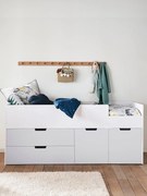 Cama XL com altura média e arrumações, Abracadabra branco claro bicolor/multicolo