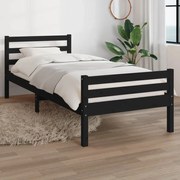 vidaXL Estrutura de cama 90x200 cm madeira maciça preto