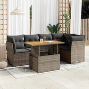 vidaXL 6 pcs conjunto sofás de jardim com almofadões vime cinzento