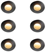 Conjunto de 6 focos embutidos modernos pretos IP44 - Gap