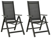 vidaXL Cadeiras de jardim dobráveis 2 pcs textilene e alumínio preto