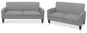 2 pcs conjunto de sofás tecido cinzento-claro