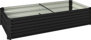 Outsunny Canteiro retangular para horta em aço galvanizado borda de segurança e fundo aberto 150x70x30cm cinza escuro | Aosom Portugal