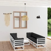 9 pcs conjunto lounge de jardim c/ almofadões pinho maciço