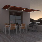 Toldo autom. LED e sensor de vento 600x300 cm laranja/castanho