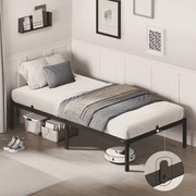 Estrutura de cama individual em metal 90 x 200 cm moderna preto