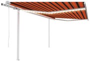 Toldo autom. c/ LED e sensor de vento 4,5x3,5m laranja/castanho