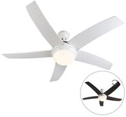 Ventilador de teto branco com impressão de madeira 132cm com controle remoto - Cool Moderno