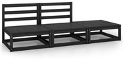 vidaXL 3 pcs conjunto lounge de jardim pinho maciço preto