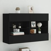 vidaXL Móvel de parede para TV com luzes LED 98,5x30x60,5 cm preto
