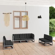 vidaXL 7 pcs conjunto lounge de jardim c/ almofadões pinho maciço