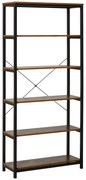 HOMCOM Estante estilo industrial com 6 prateleiras abertas para sala de estar Escritório 80x30x180 cm Castanho Rústico | Aosom Portugal
