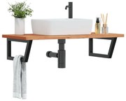 vidaXL Prateleira de parede p/ lavatório aço/madeira de faia maciça