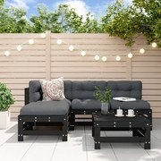 vidaXL 5pcs conjunto lounge jardim com almofadões madeira maciça preto