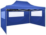 vidaXL Tenda dobrável profissional festas 3 paredes 3x4 m aço azul
